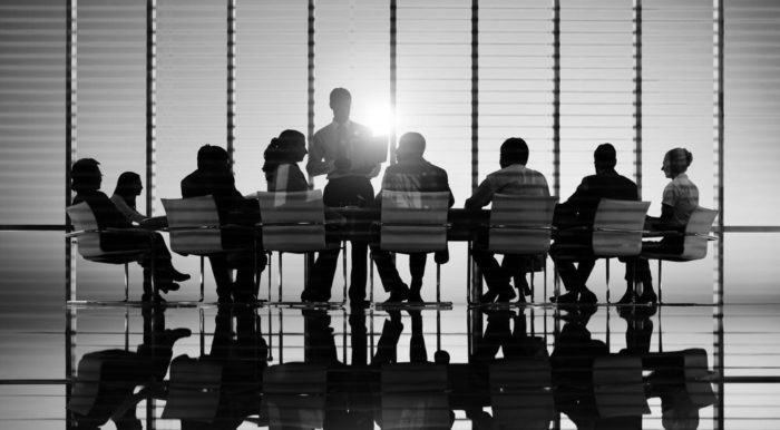 Black and white boardroom shadow image